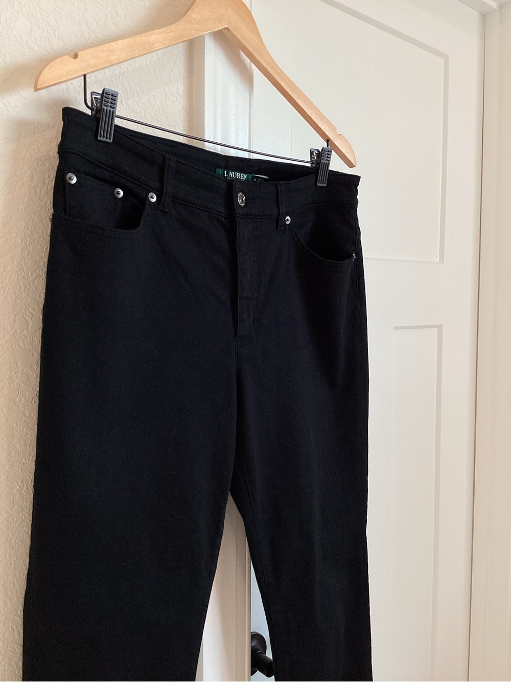 Ralph Lauren High Rise Straight Leg Jean Size 12 Black Denim - Picture 4 of 12